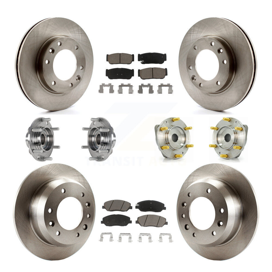 Front Rear Hub Bearings Assembly Disc Brake Rotors And Ceramic Pads Kit (10Pc) For Kia Sedona Hyundai Entourage To 04/27/06 KBB-123999