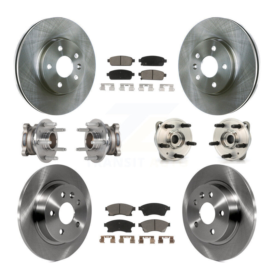 Front Rear Hub Bearings Assembly Disc Brake Rotors And Ceramic Pads Kit (10Pc) For Chevrolet Cruze Limited KBB-124001