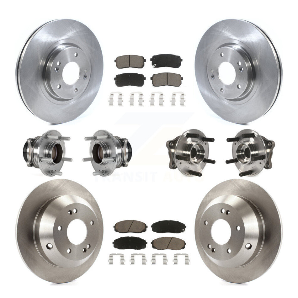 Front Rear Hub Bearings Assembly Disc Brake Rotors And Ceramic Pads Kit (10Pc) For 2015-2019 Kia Sedona KBB-124004