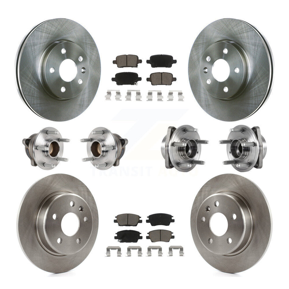 Front Rear Hub Bearings Assembly Disc Brake Rotors And Ceramic Pads Kit (10Pc) For Chevrolet Volt Bolt EV KBB-124011