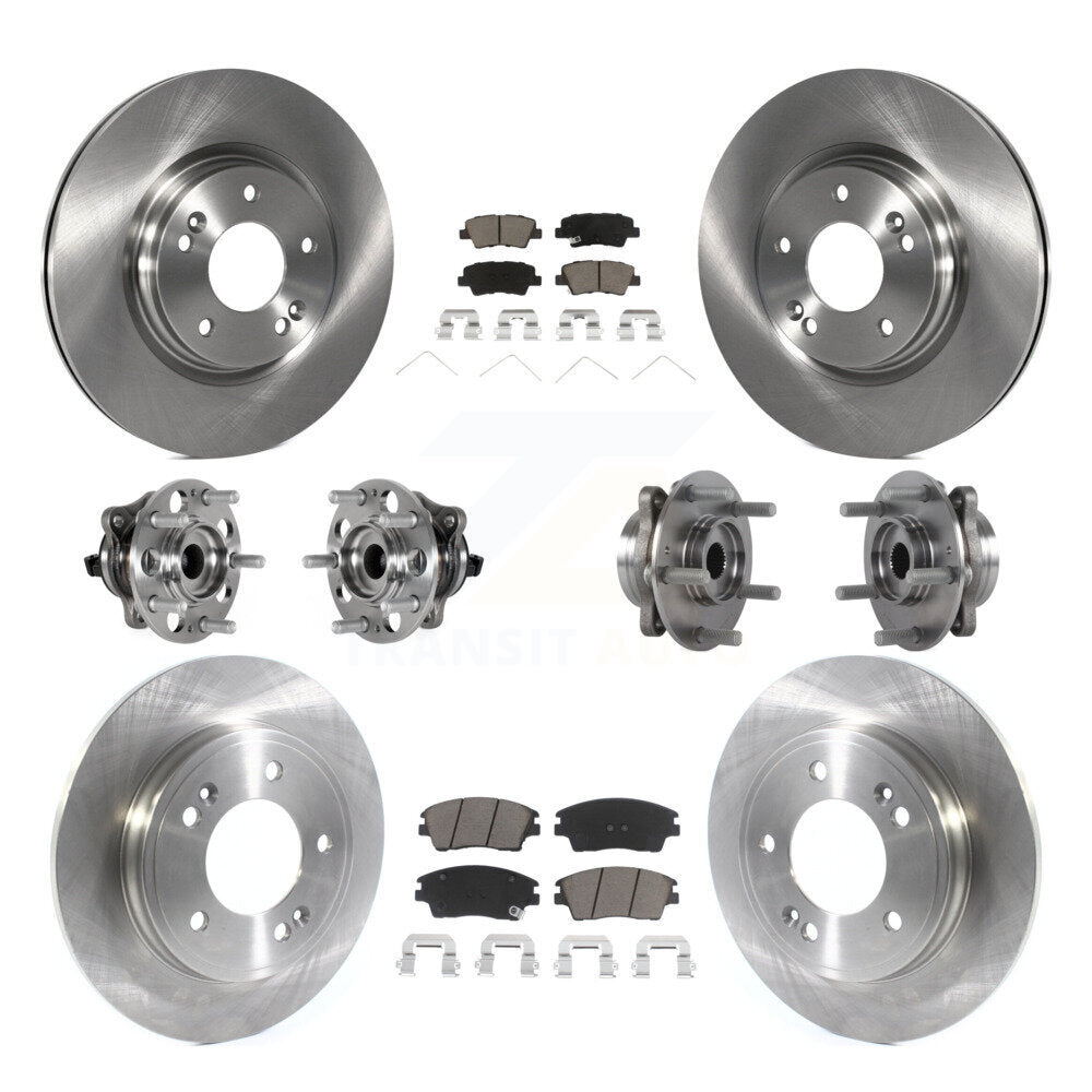 Front Rear Hub Bearing Disc Brake Rotor Pad Kit (10Pc) For 2017-2020 Hyundai Elantra 1.6L KBB-124013