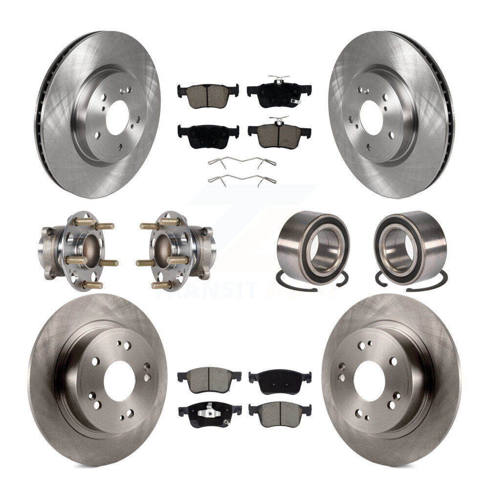 Front Rear Wheel Hub Bearing Disc Brake Rotor And Ceramic Pad Kit (10Pc) For Honda Accord KBB-124015
