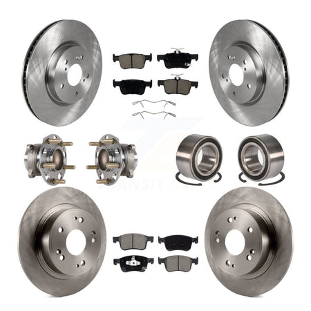Front Rear Wheel Hub Bearing Disc Brake Rotor And Ceramic Pad Kit (10Pc) For Honda Accord KBB-124015