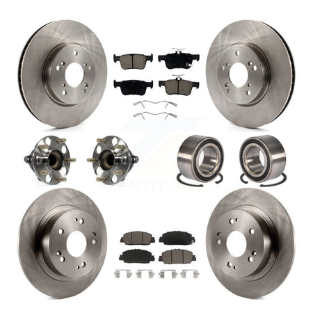 Front Rear Wheel Hub Bearing Disc Brake Rotor And Ceramic Pad Kit (10Pc) For Honda Accord KBB-124016