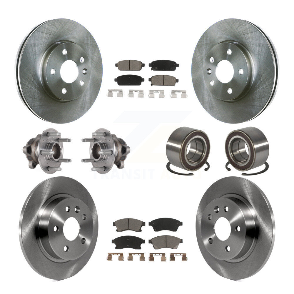 Front Rear Hub Bearing Disc Brake Rotor And Pads Kit (10Pc) For 2016-2017 Chevrolet Sonic KBB-124033