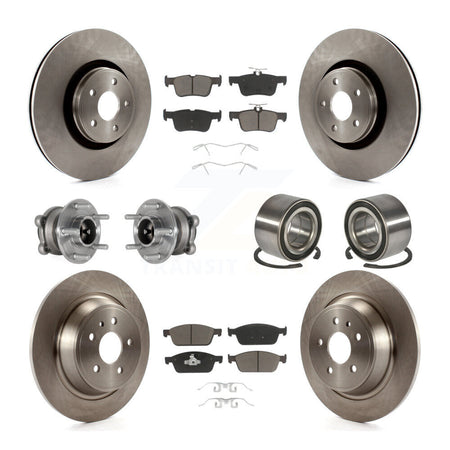 Front Rear Wheel Hub Bearing Disc Brake Rotor And Ceramic Pads Kit (10Pc) For Lincoln MKC KBB-124044