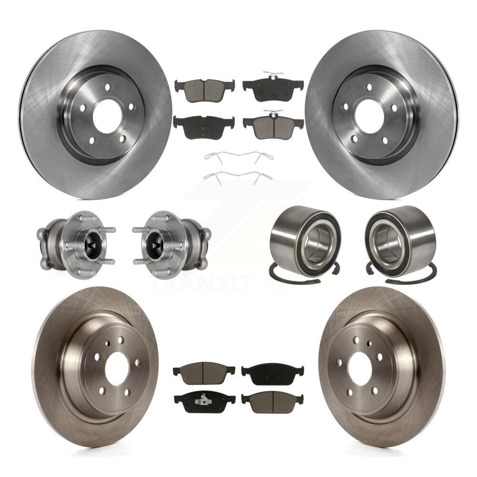 Front Rear Hub Bearings Disc Brake Rotors And Pads Kit (10Pc) For Ford Escape Lincoln MKC KBB-124045