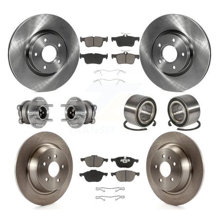 Front Rear Hub Bearing Brake Rotor And Pad Kit (10Pc) For Ford Escape With Parking Assist KBB-124046
