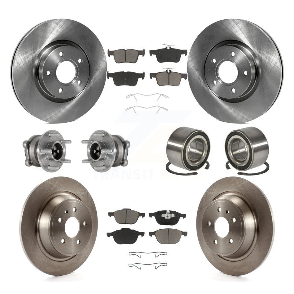 Front Rear Hub Bearing Brake Rotor And Pad Kit (10Pc) For Ford Escape With Parking Assist KBB-124046