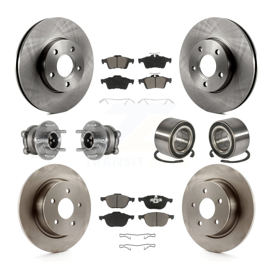 Front Rear Hub Bearing Disc Brake Rotor Pad Kit (10Pc) For Ford C-Max With Parking Assist KBB-124061