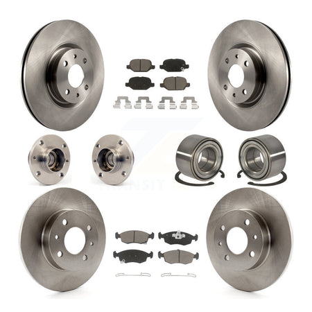 Front Rear Hub Bearing Assembly Disc Brake Rotor And Ceramic Pads Kit (10Pc) For Fiat 500 KBB-124083