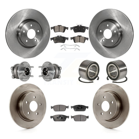 Front Rear Hub Bearing Brake Rotor Pad Kit (10Pc) For 2013-2016 Ford Escape FWD with 2.0L KBB-124101