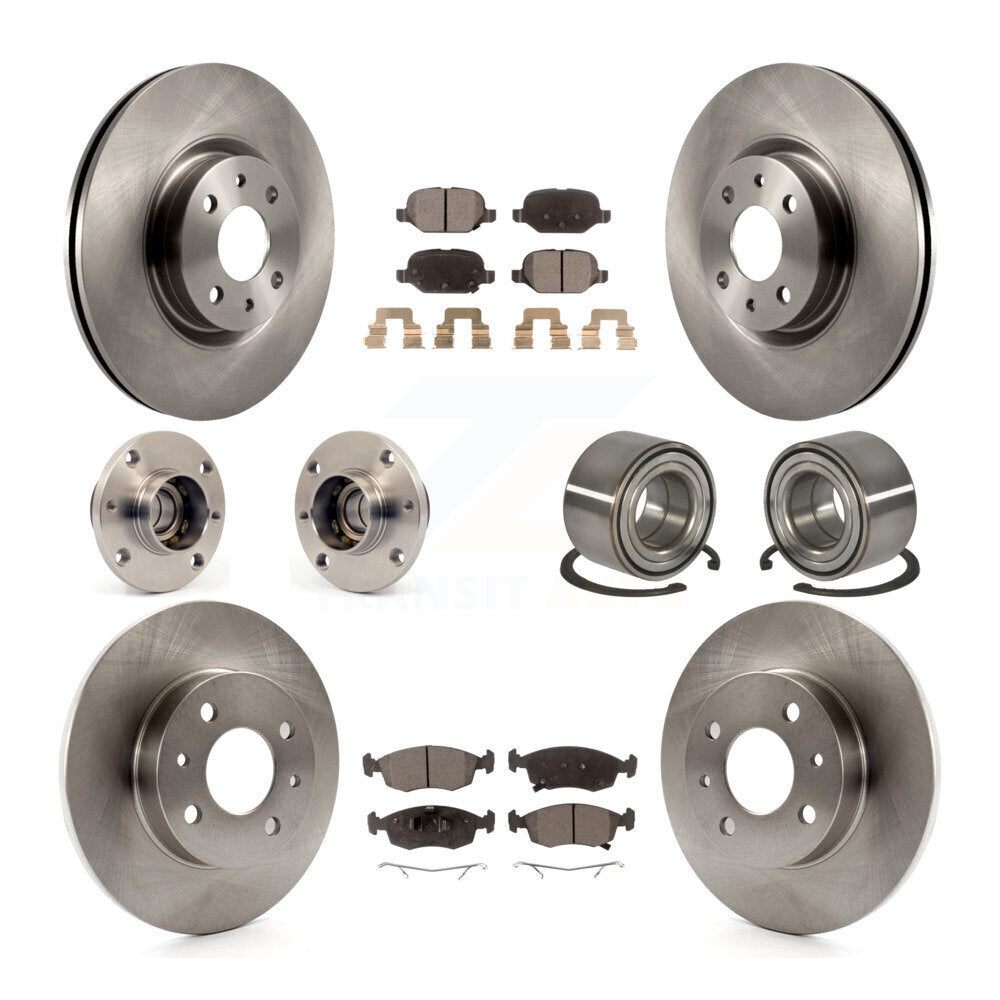 Front Rear Hub Bearings Disc Brake Rotors And Semi-Metallic Pads Kit (10Pc) For Fiat 500 KBB-124104