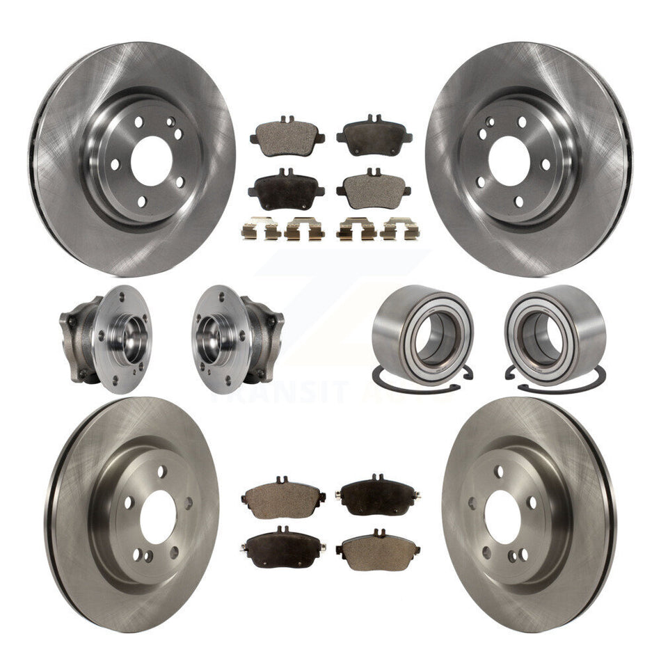 Front Rear Hub Bearing Brake Rotor And Pad Kit (10Pc) For Mercedes-Benz GLA250 CLA250 AWD KBB-124110