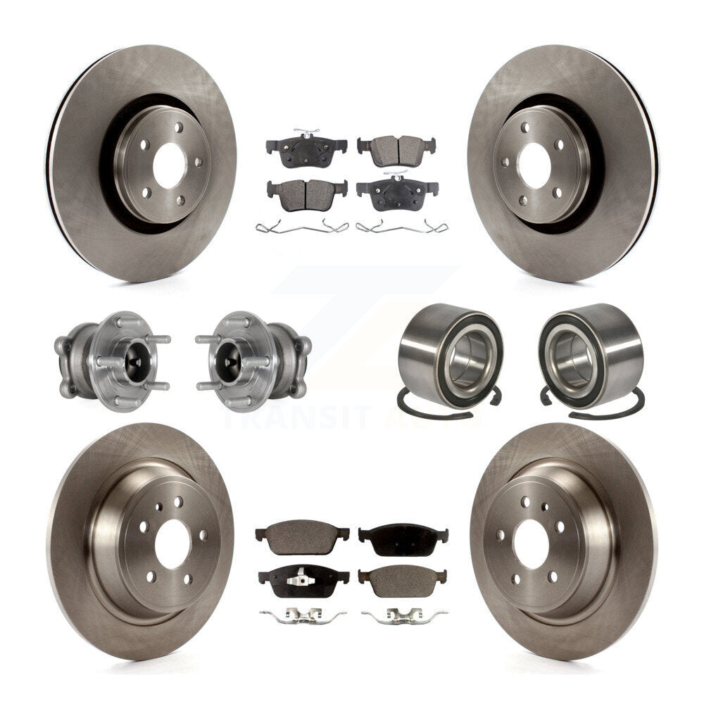 Front Rear Hub Bearing Disc Brake Rotor And Semi-Metallic Pads Kit (10Pc) For Lincoln MKC KBB-124127