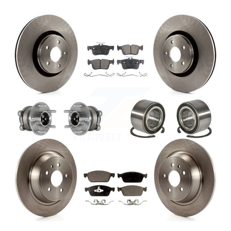 Front Rear Hub Bearing Disc Brake Rotor And Semi-Metallic Pads Kit (10Pc) For Lincoln MKC KBB-124127
