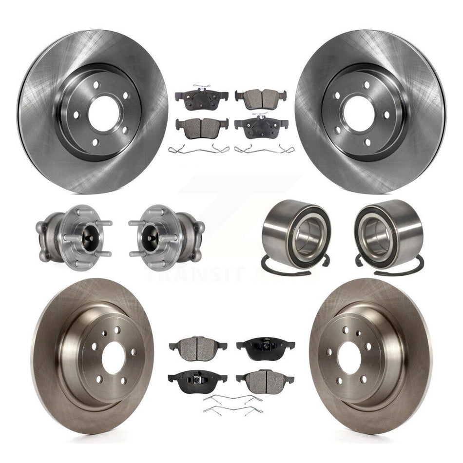 Front Rear Hub Bearing Brake Rotor And Pad Kit (10Pc) For Ford Escape With Parking Assist KBB-124129