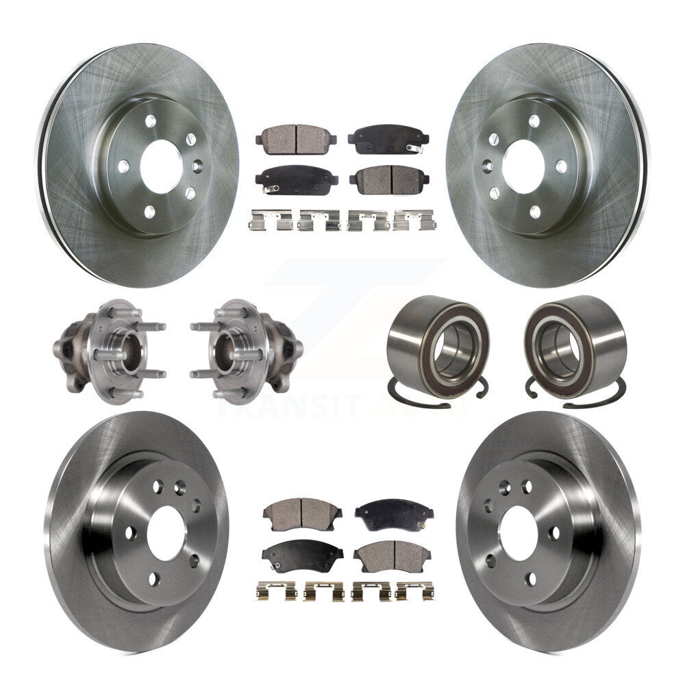 Front Rear Hub Bearing Disc Brake Rotor And Pads Kit (10Pc) For 2016-2017 Chevrolet Sonic KBB-124163