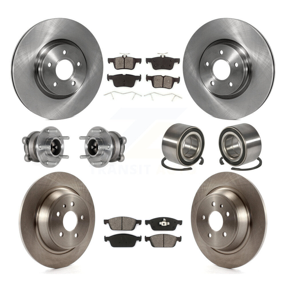 Front Rear Hub Bearings Disc Brake Rotors And Pads Kit (10Pc) For Ford Escape Lincoln MKC KBB-124202