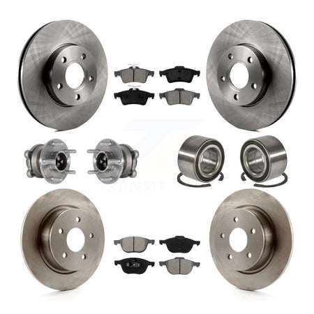 Front Rear Hub Bearing Disc Brake Rotor Pad Kit (10Pc) For Ford C-Max With Parking Assist KBB-124207