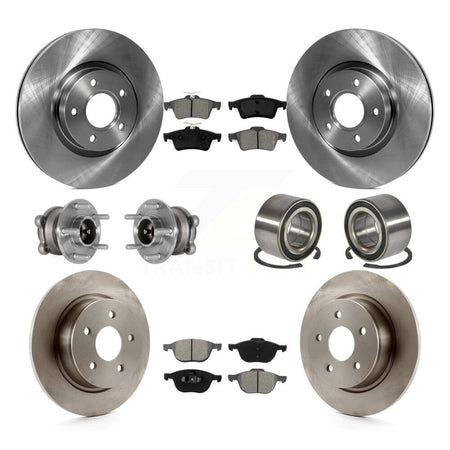 Front Rear Hub Bearing Assembly Disc Brake Rotor And Pad Kit (10Pc) For Ford Escape C-Max KBB-124208