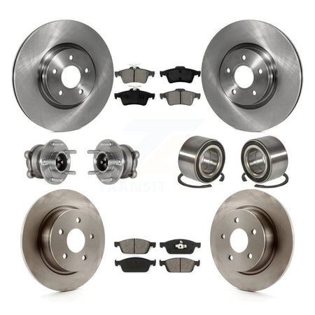Front Rear Hub Bearing Brake Rotor Pad Kit (10Pc) For 2013-2016 Ford Escape FWD with 2.0L KBB-124213