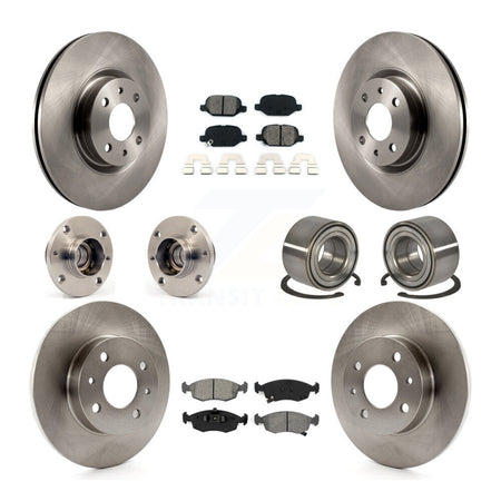 Front Rear Hub Bearings Disc Brake Rotors And Semi-Metallic Pads Kit (10Pc) For Fiat 500 KBB-124217