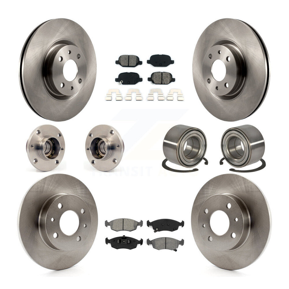 Front Rear Hub Bearings Disc Brake Rotors And Semi-Metallic Pads Kit (10Pc) For Fiat 500 KBB-124217