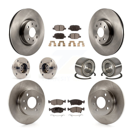 Front Rear Hub Bearing Assembly Disc Brake Rotor And Ceramic Pads Kit (10Pc) For Fiat 500 KBB-124270