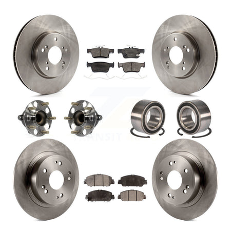 Front Rear Wheel Hub Bearing Disc Brake Rotor And Ceramic Pad Kit (10Pc) For Honda Accord KBB-124301