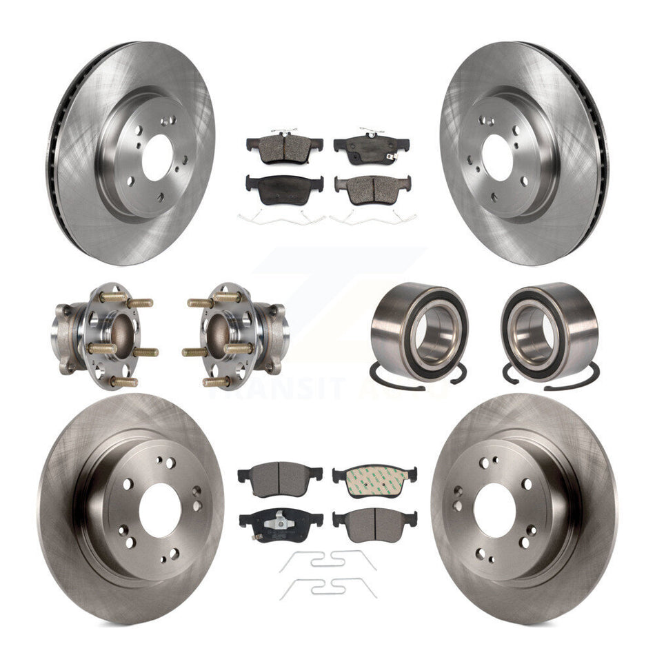 Front Rear Wheel Hub Bearing Disc Brake Rotor And Ceramic Pad Kit (10Pc) For Honda Accord KBB-124302