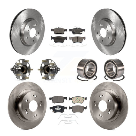 Front Rear Wheel Hub Bearing Disc Brake Rotor And Ceramic Pad Kit (10Pc) For Honda Accord KBB-124303