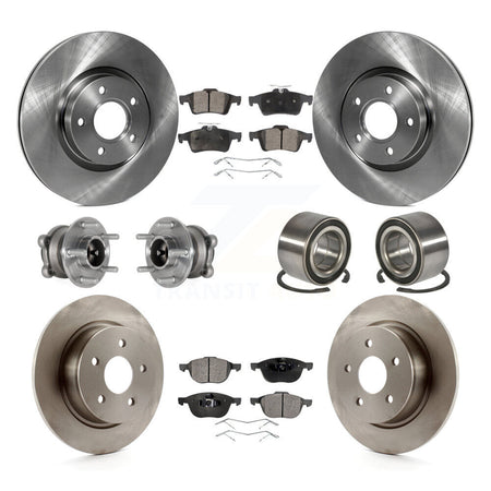 Front Rear Hub Bearing Disc Brake Rotor And Ceramic Pads Kit (10Pc) For Ford Escape C-Max KBB-124305