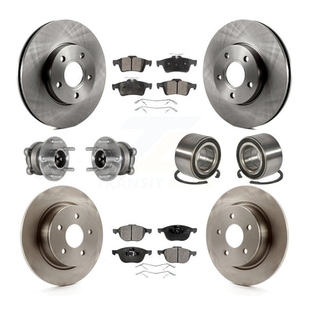 Front Rear Hub Bearing Disc Brake Rotor Pad Kit (10Pc) For Ford C-Max With Parking Assist KBB-124306