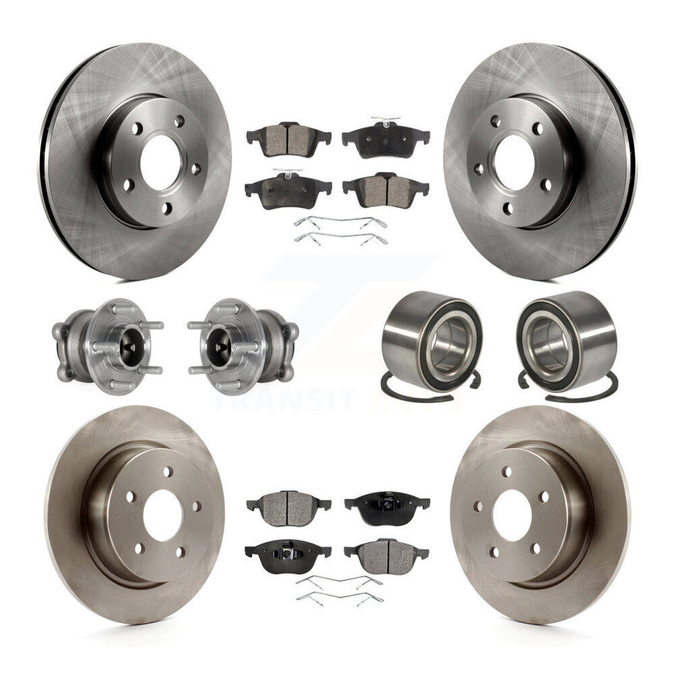 Front Rear Hub Bearing Disc Brake Rotor Pad Kit (10Pc) For Ford C-Max With Parking Assist KBB-124306