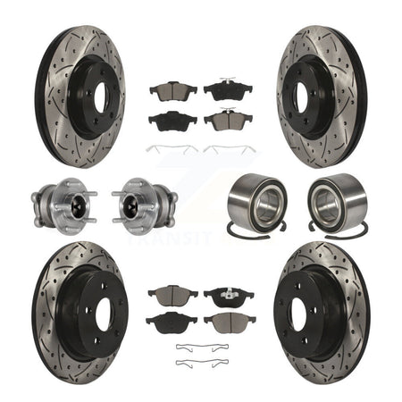 Front Rear Hub Bearing Coated Disc Brake Rotors And Pads Kit (10Pc) For Ford Escape C-Max KBB-124330