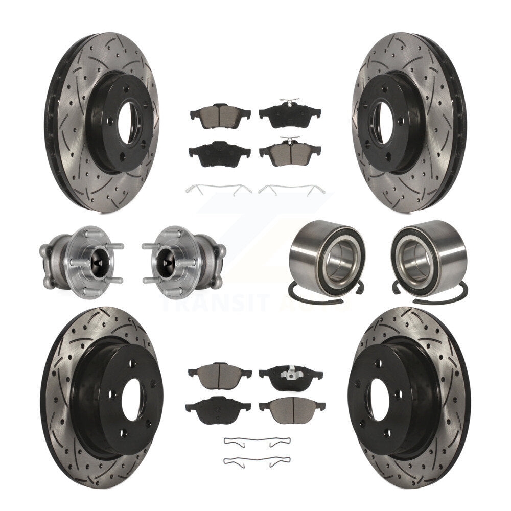 Front Rear Hub Bearing Coat Brake Rotor Pad Kit (10Pc) For Ford C-Max With Parking Assist KBB-124332