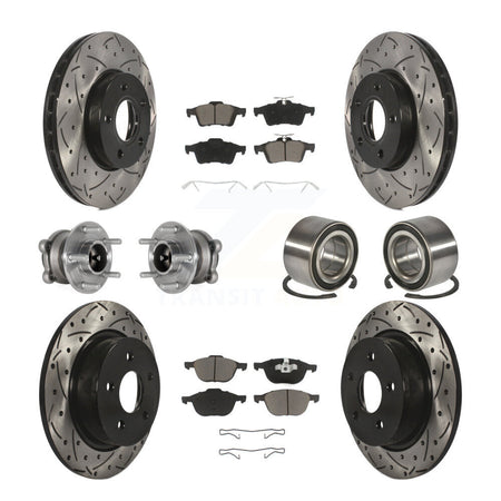 Front Rear Hub Bearing Coat Brake Rotor Pad Kit (10Pc) For Ford C-Max With Parking Assist KBB-124332