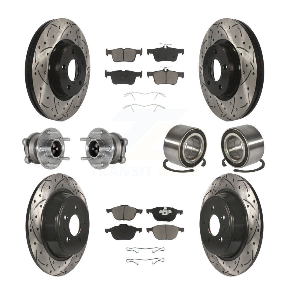 Front Rear Hub Bearing Coat Brake Rotor Pad Kit (10Pc) For Ford Escape FWD with 2.5L/1.5L KBB-124333