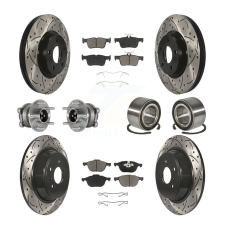 Front Rear Hub Bearing Coat Brake Rotor Pad Kit (10Pc) For Ford Escape FWD with 2.5L/1.5L KBB-124333