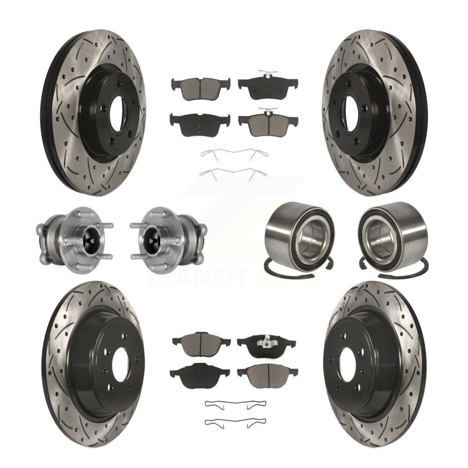 Front Rear Hub Bearing Coat Brake Rotor Pad Kit (10Pc) For Ford Escape FWD with 2.5L/1.5L KBB-124333