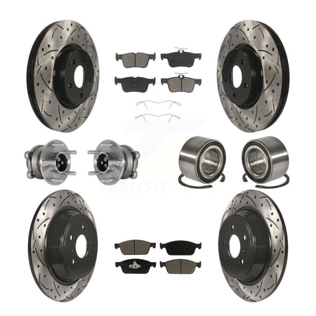 Front Rear Hub Bearing Coated Disc Brake Rotor Pad Kit (10Pc) For Ford Escape Lincoln MKC KBB-124334