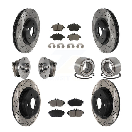 Front Rear Hub Bearing Coated Brake Rotor Pads Kit (10Pc) For Mercedes-Benz GLA250 CLA250 KBB-124360