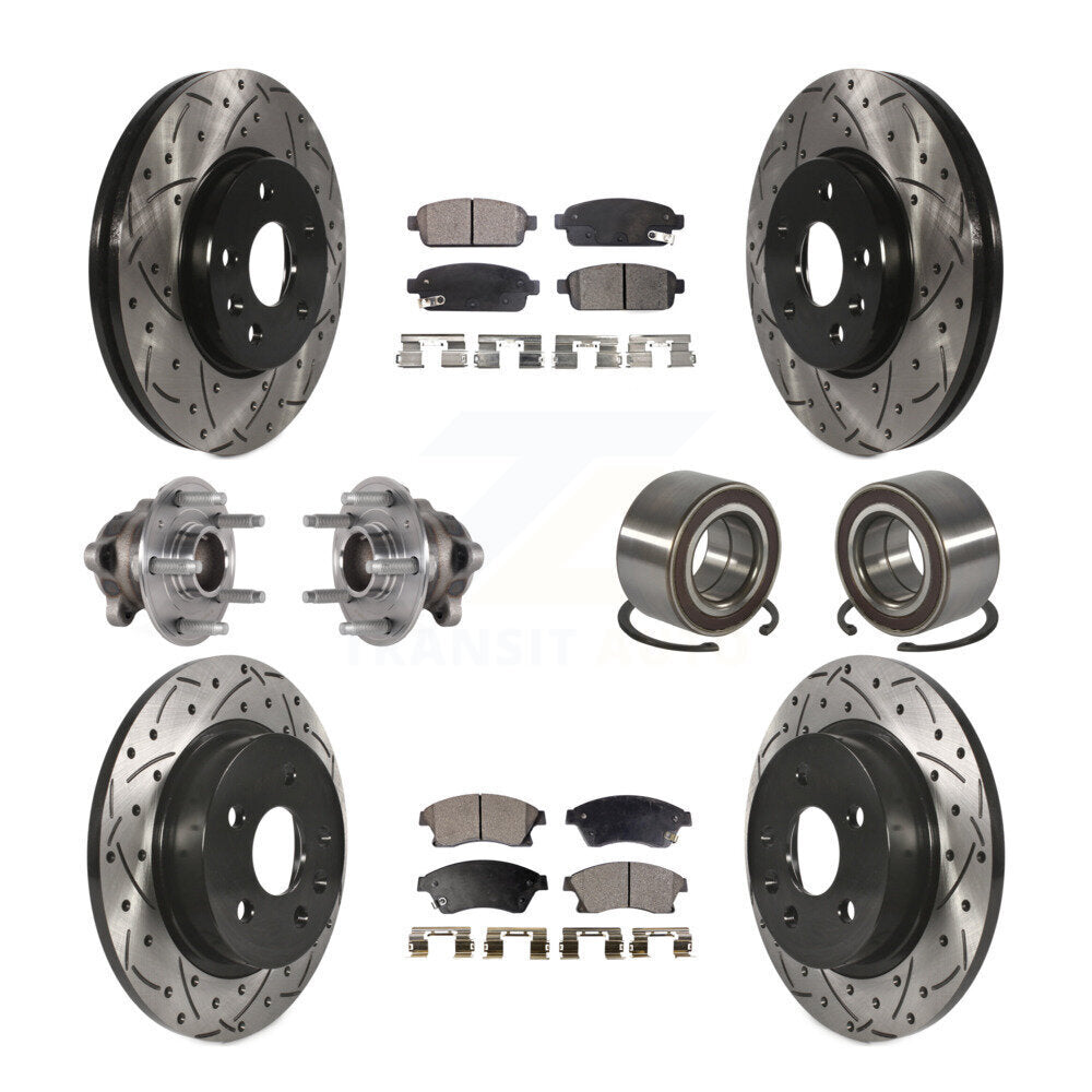 Front Rear Hub Bearing Coated Brake Rotor & Pads Kit (10Pc) For 2016-2017 Chevrolet Sonic KBB-124377