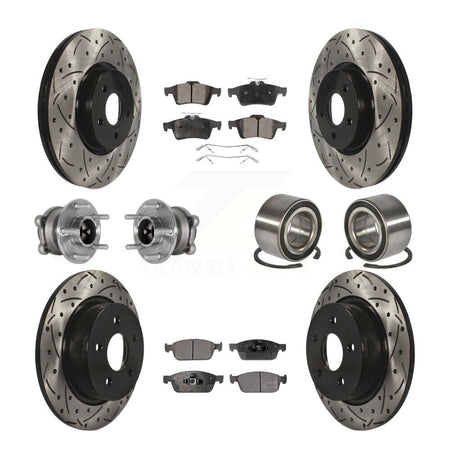 Front Rear Hub Bearing Coated Brake Rotor & Pads Kit (10Pc) For Ford Escape FWD with 2.0L KBB-124387