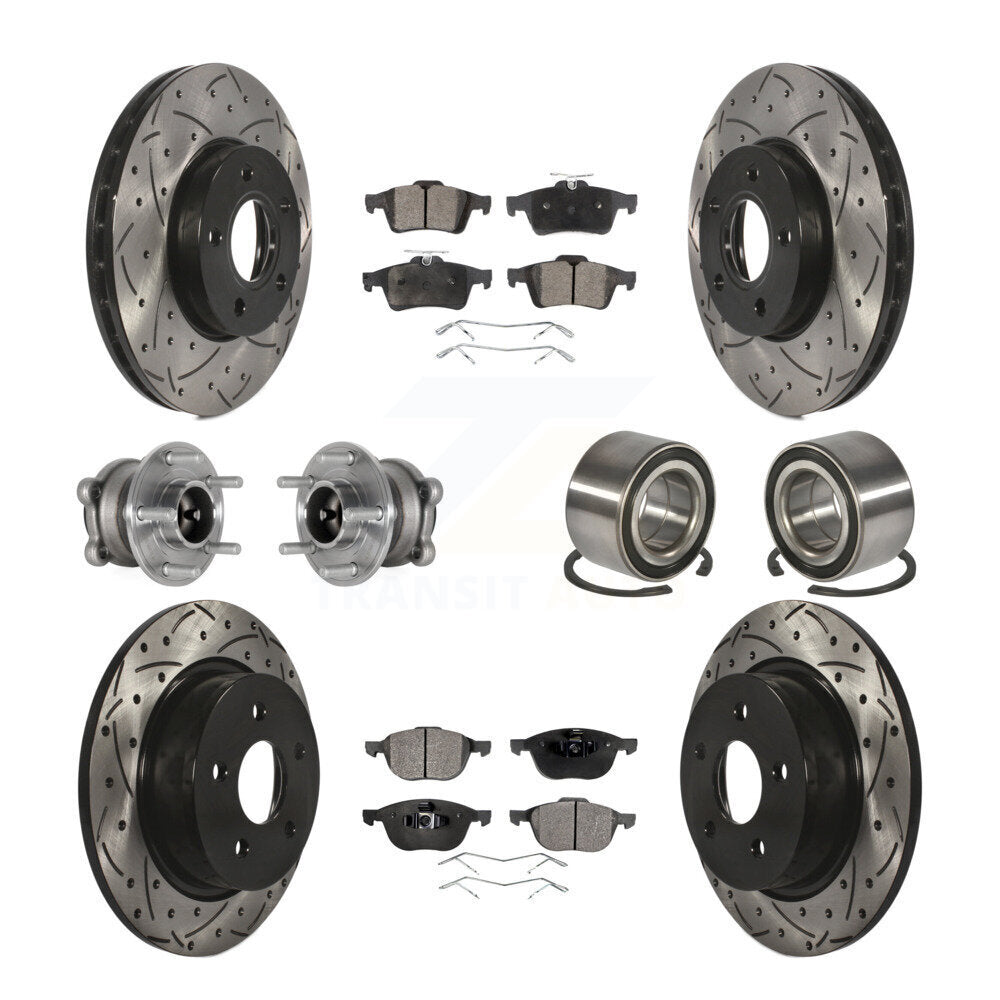 Front Rear Hub Bearing Coat Brake Rotor Pad Kit (10Pc) For Ford C-Max With Parking Assist KBB-124389