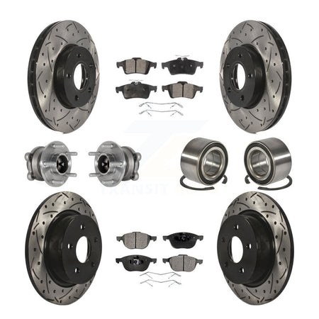 Front Rear Hub Bearing Coat Brake Rotor Pad Kit (10Pc) For Ford C-Max With Parking Assist KBB-124389