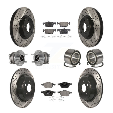 Front Rear Hub Bearing Coat Brake Rotor Pad Kit (10Pc) For Ford Escape FWD with 2.5L/1.5L KBB-124393