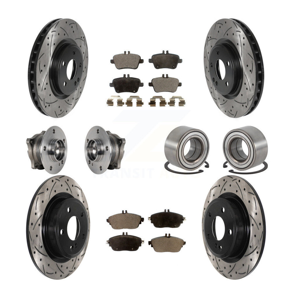 Front Rear Hub Bearing Coated Brake Rotor Pads Kit (10Pc) For Mercedes-Benz GLA250 CLA250 KBB-124394