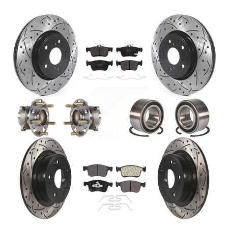 Front Rear Wheel Hub Bearing Coated Disc Brake Rotor And Pads Kit (10Pc) For Honda Accord KBB-124403